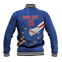 Custom Cape Verde Football Baseball Jacket Go Blue Sharks