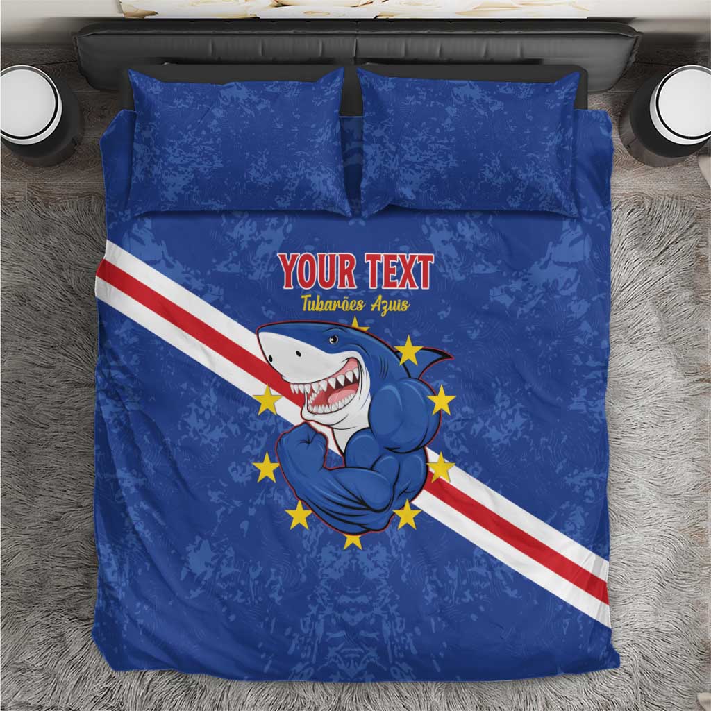 Custom Cape Verde Football Bedding Set Go Blue Sharks