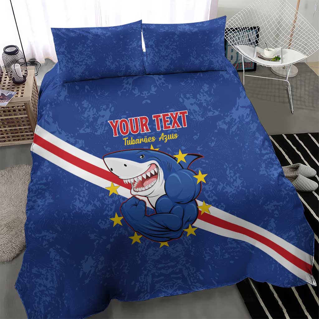 Custom Cape Verde Football Bedding Set Go Blue Sharks