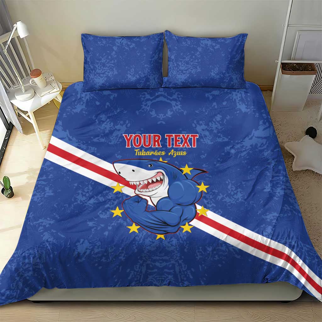 Custom Cape Verde Football Bedding Set Go Blue Sharks