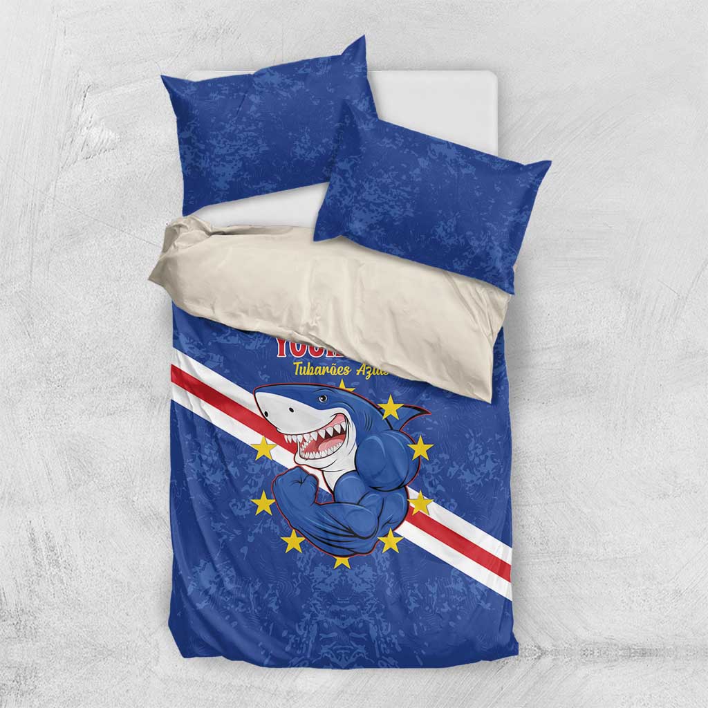 Custom Cape Verde Football Bedding Set Go Blue Sharks