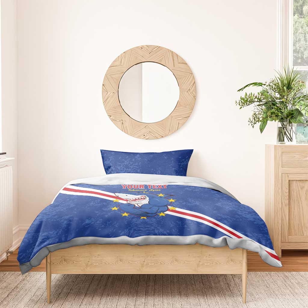 Custom Cape Verde Football Bedding Set Go Blue Sharks