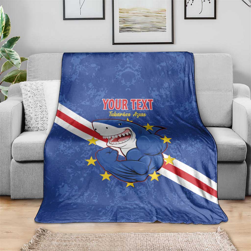 Custom Cape Verde Football Blanket Go Blue Sharks