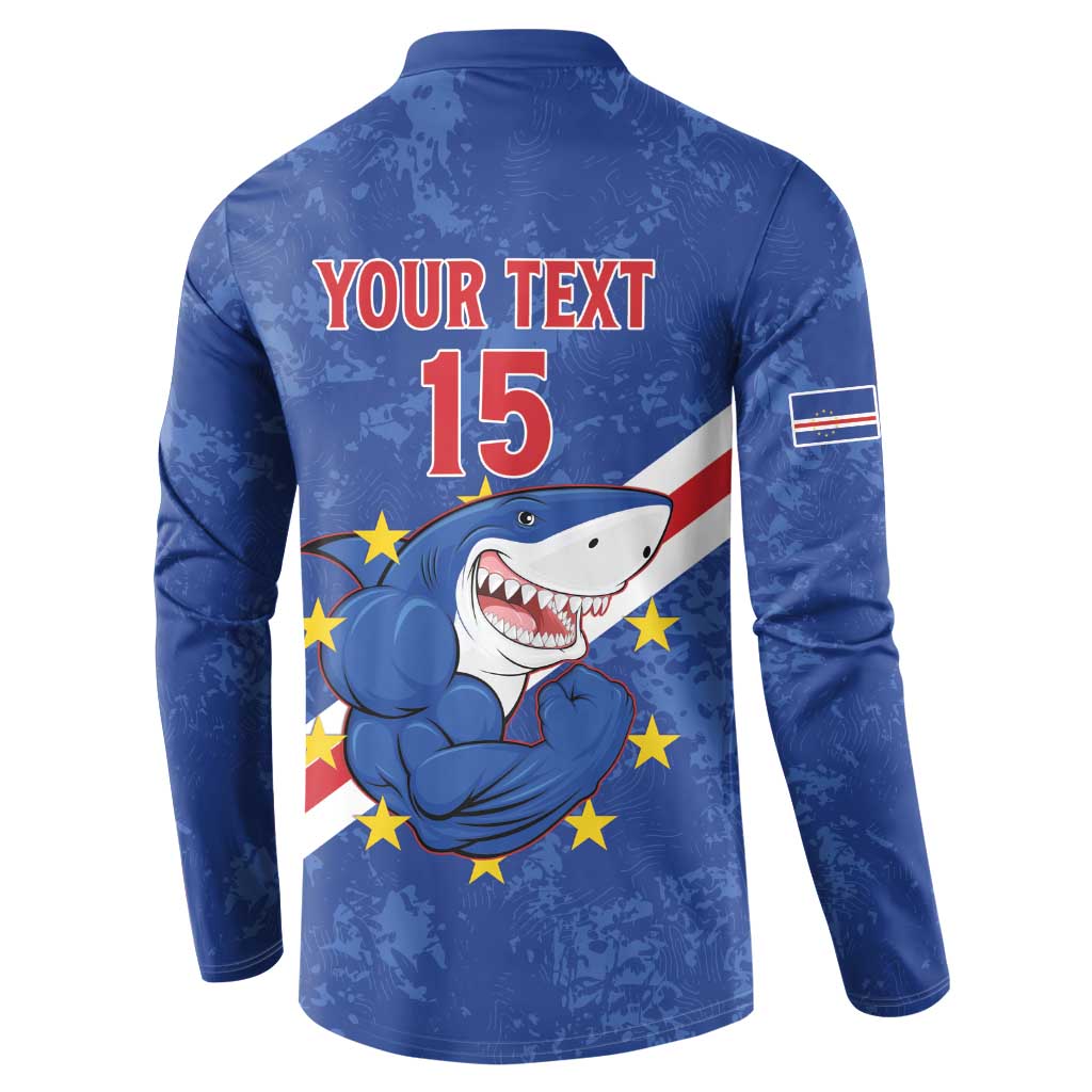 Custom Cape Verde Football Button Sweatshirt Go Blue Sharks