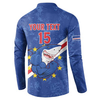 Custom Cape Verde Football Button Sweatshirt Go Blue Sharks