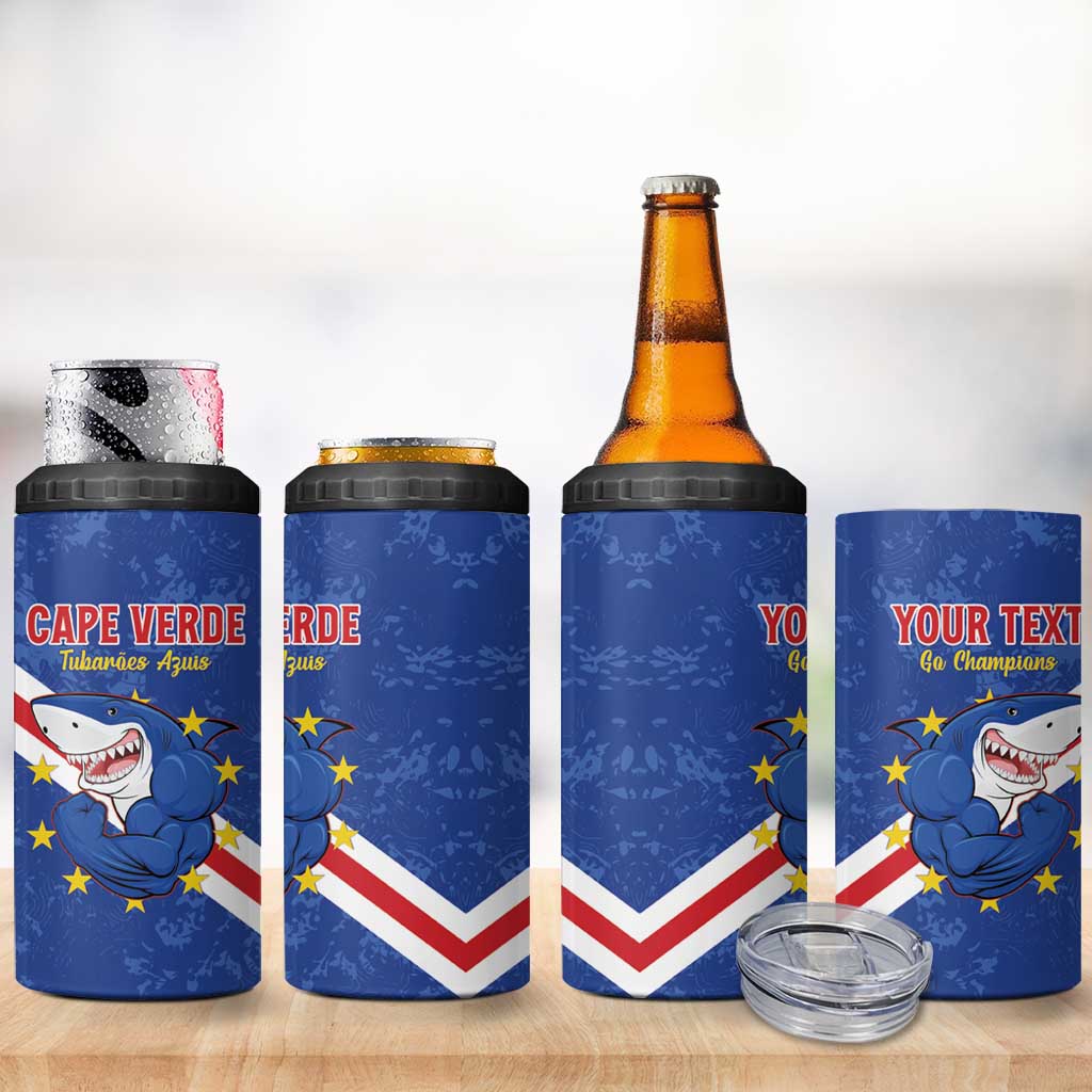 Custom Cape Verde Football 4 in 1 Can Cooler Tumbler Go Blue Sharks