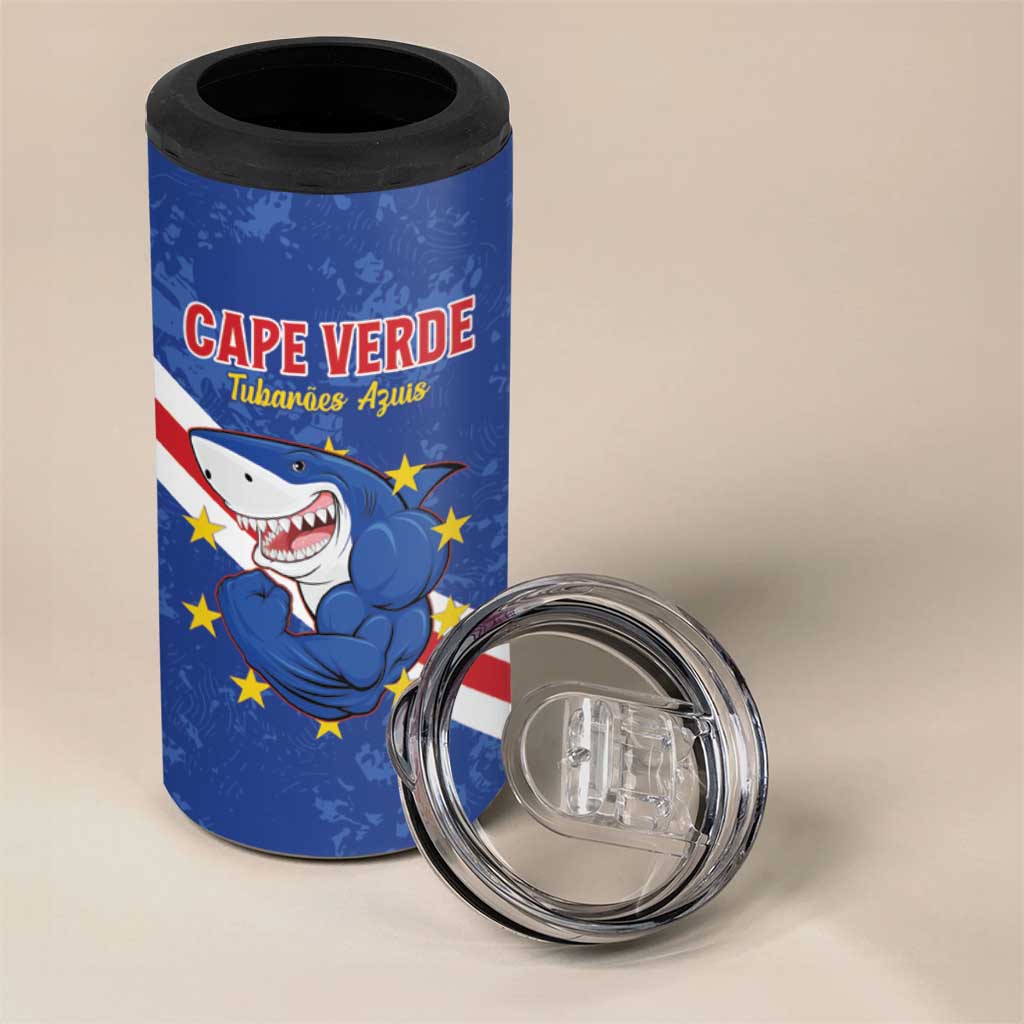 Custom Cape Verde Football 4 in 1 Can Cooler Tumbler Go Blue Sharks