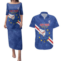 Custom Cape Verde Football Couples Matching Puletasi and Hawaiian Shirt Go Blue Sharks