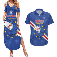 Custom Cape Verde Football Couples Matching Summer Maxi Dress and Hawaiian Shirt Go Blue Sharks