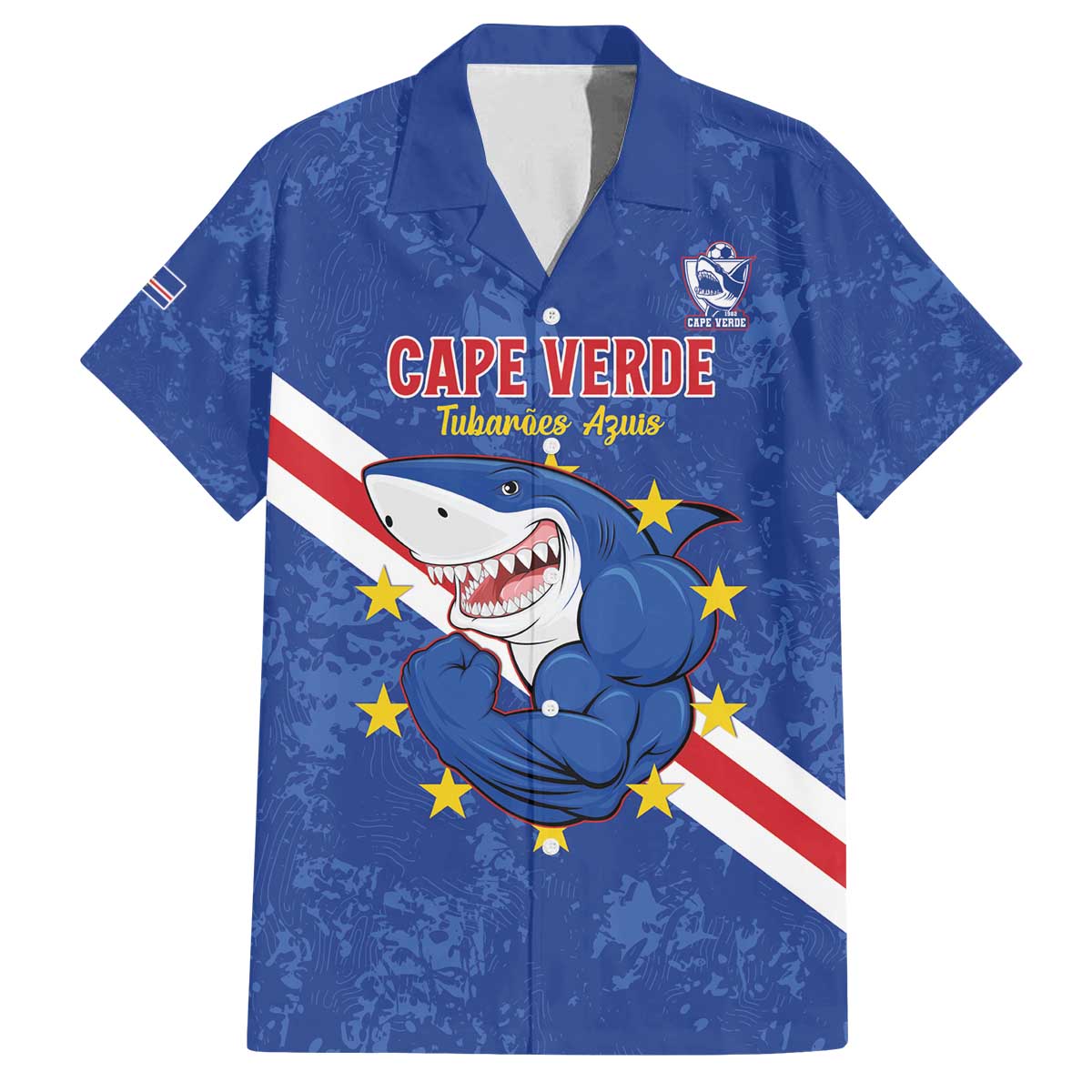 Custom Cape Verde Football Family Matching Off The Shoulder Long Sleeve Dress and Hawaiian Shirt Go Blue Sharks