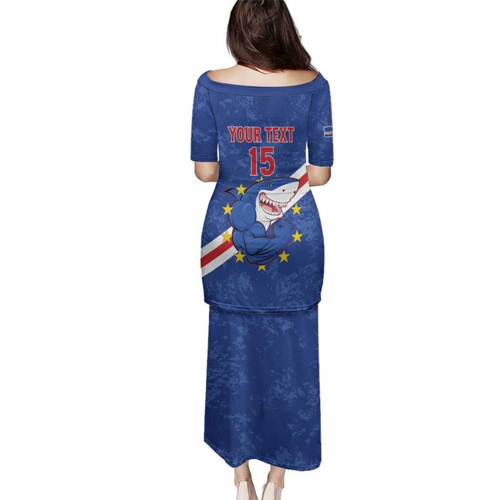 Custom Cape Verde Football Family Matching Puletasi and Hawaiian Shirt Go Blue Sharks