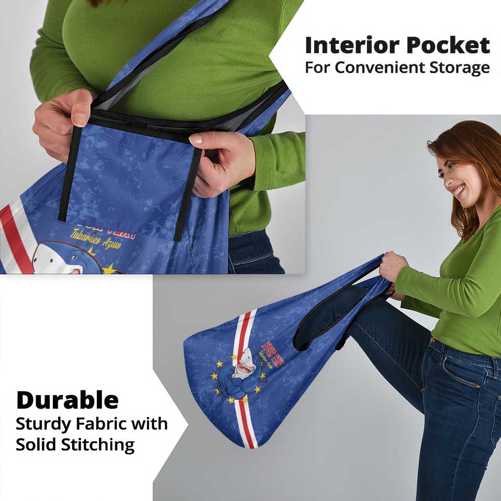 Custom Cape Verde Football Grocery Bag Go Blue Sharks