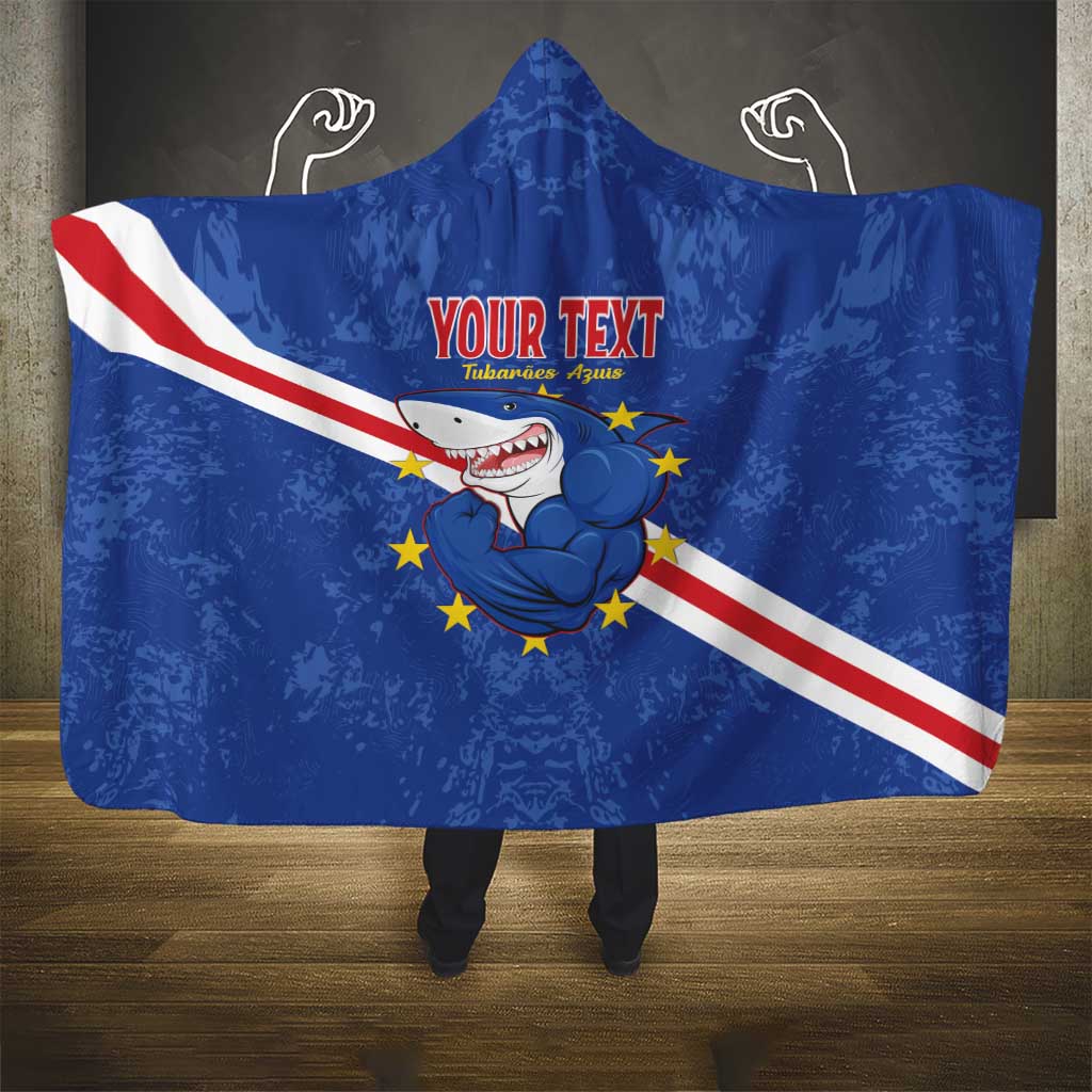 Custom Cape Verde Football Hooded Blanket Go Blue Sharks
