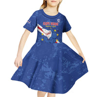 Custom Cape Verde Football Kid Short Sleeve Dress Go Blue Sharks