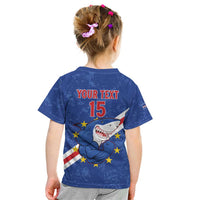 Custom Cape Verde Football Kid T Shirt Go Blue Sharks