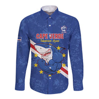 Custom Cape Verde Football Long Sleeve Button Shirt Go Blue Sharks