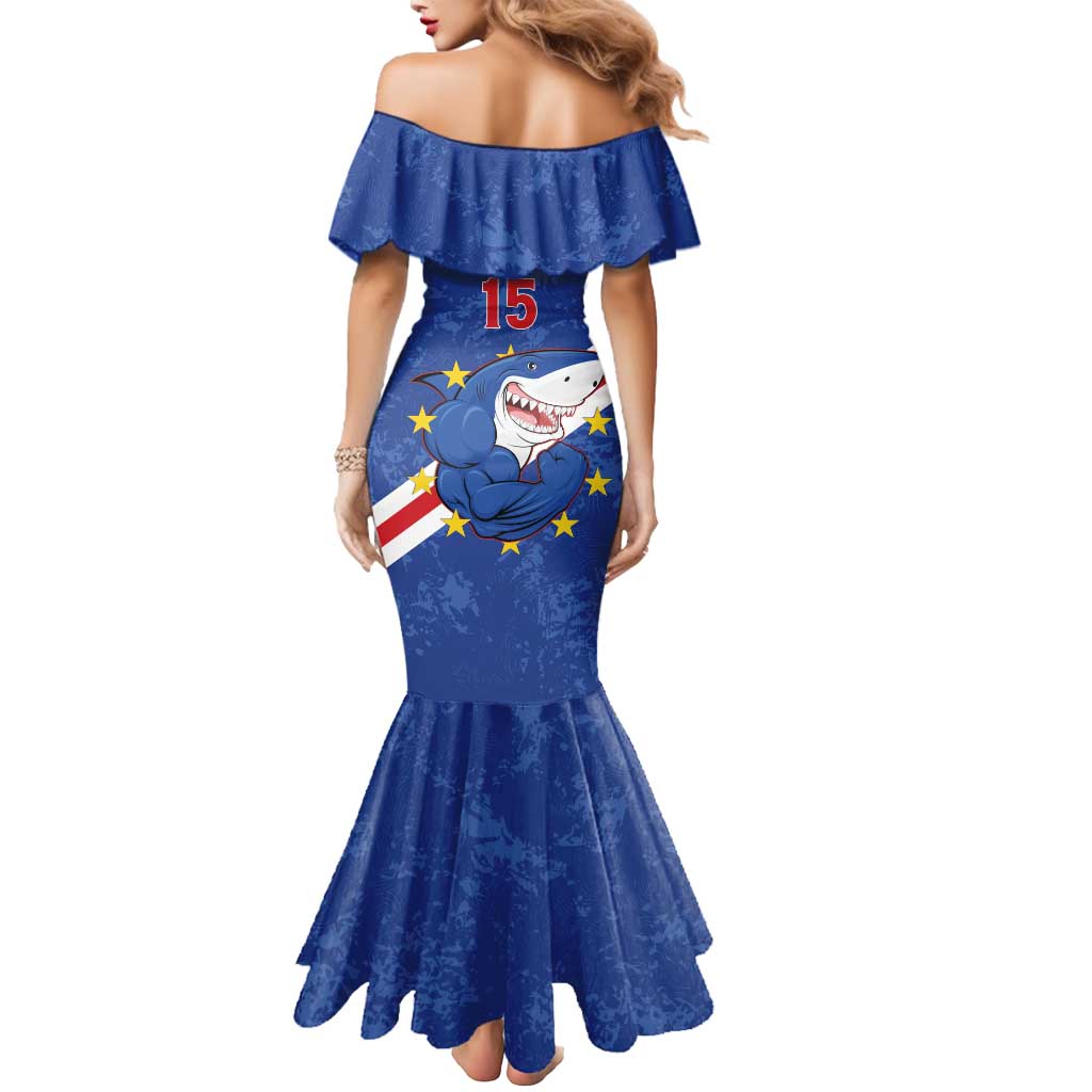 Custom Cape Verde Football Mermaid Dress Go Blue Sharks