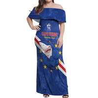 Custom Cape Verde Football Off Shoulder Maxi Dress Go Blue Sharks