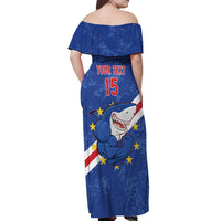 Custom Cape Verde Football Off Shoulder Maxi Dress Go Blue Sharks