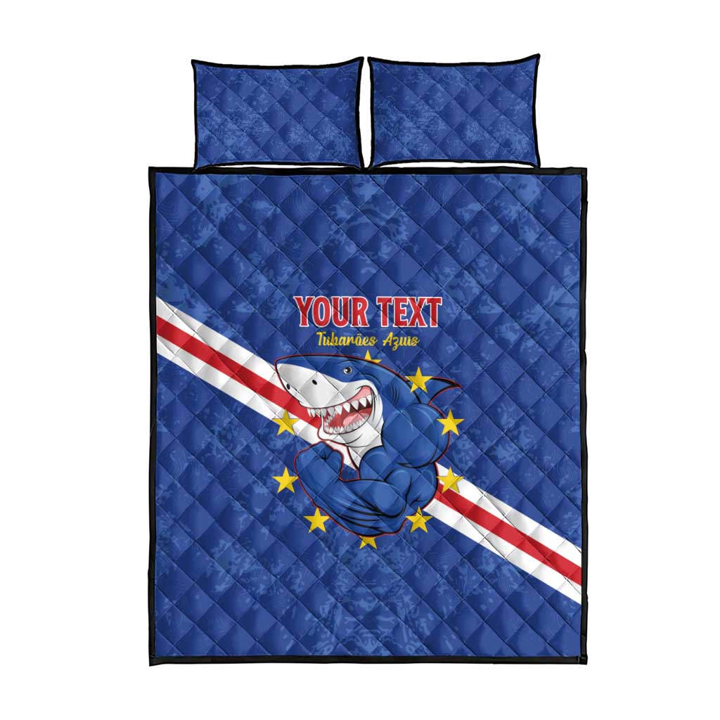 Custom Cape Verde Football Quilt Bed Set Go Blue Sharks