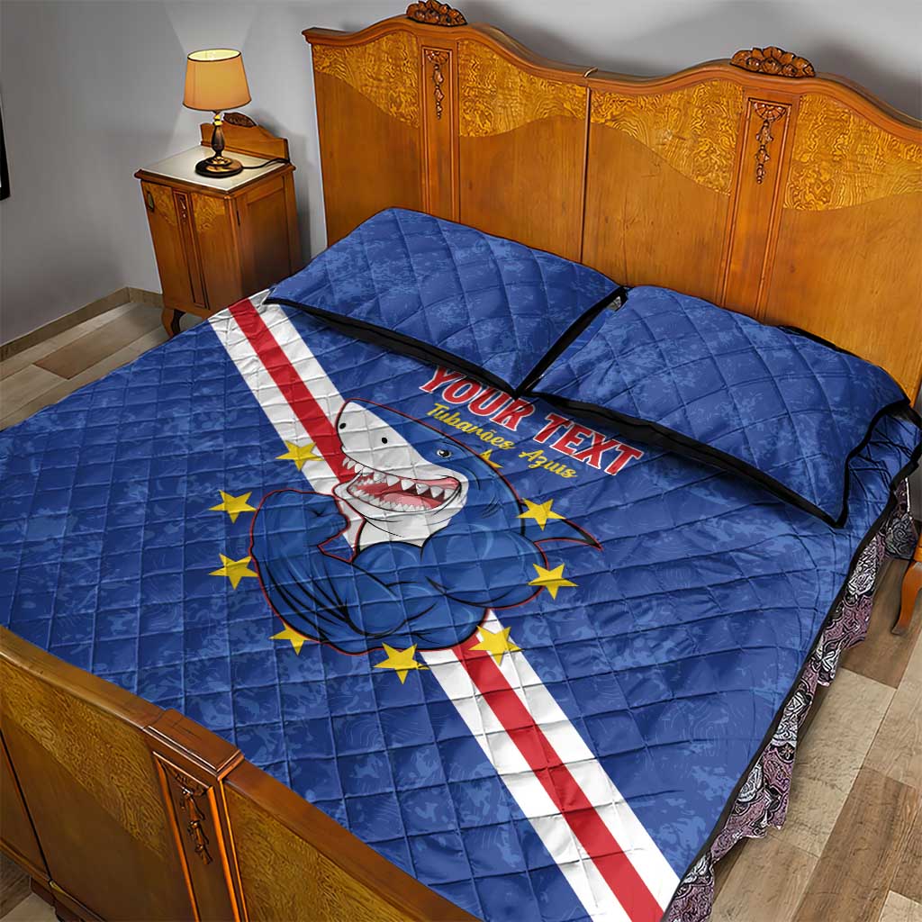 Custom Cape Verde Football Quilt Bed Set Go Blue Sharks