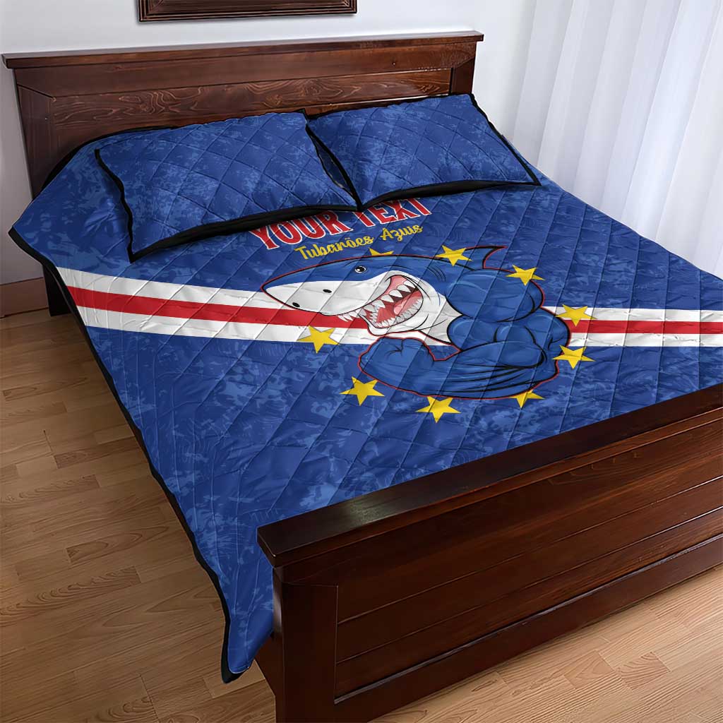 Custom Cape Verde Football Quilt Bed Set Go Blue Sharks