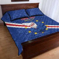 Custom Cape Verde Football Quilt Bed Set Go Blue Sharks