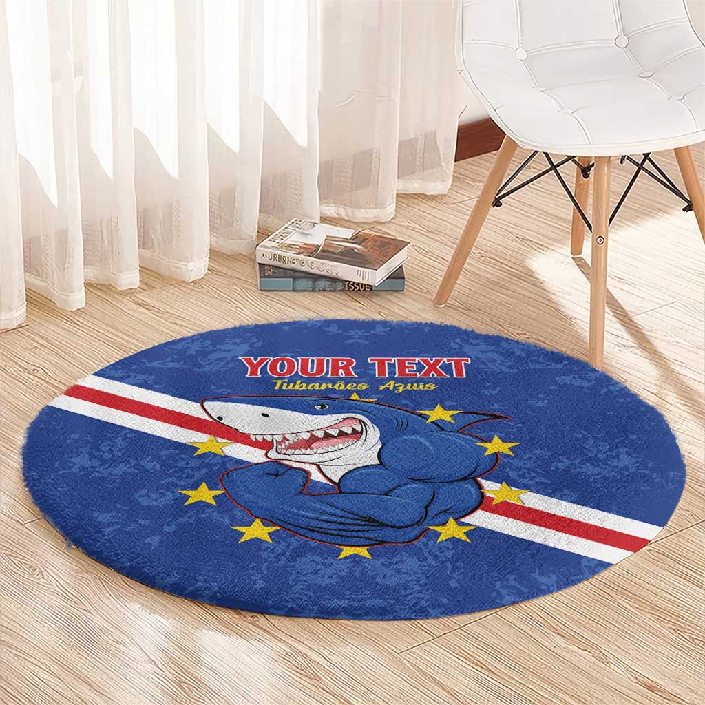 Custom Cape Verde Football Round Carpet Go Blue Sharks