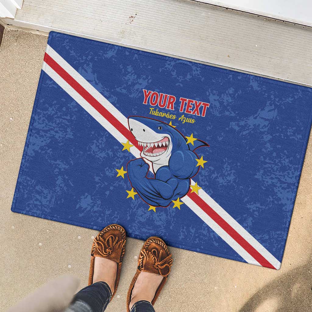 Custom Cape Verde Football Rubber Doormat Go Blue Sharks