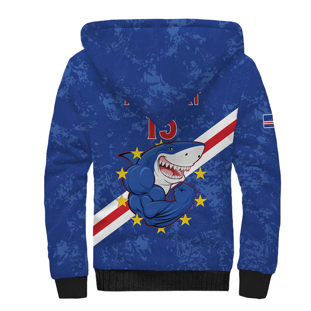 Custom Cape Verde Football Sherpa Hoodie Go Blue Sharks
