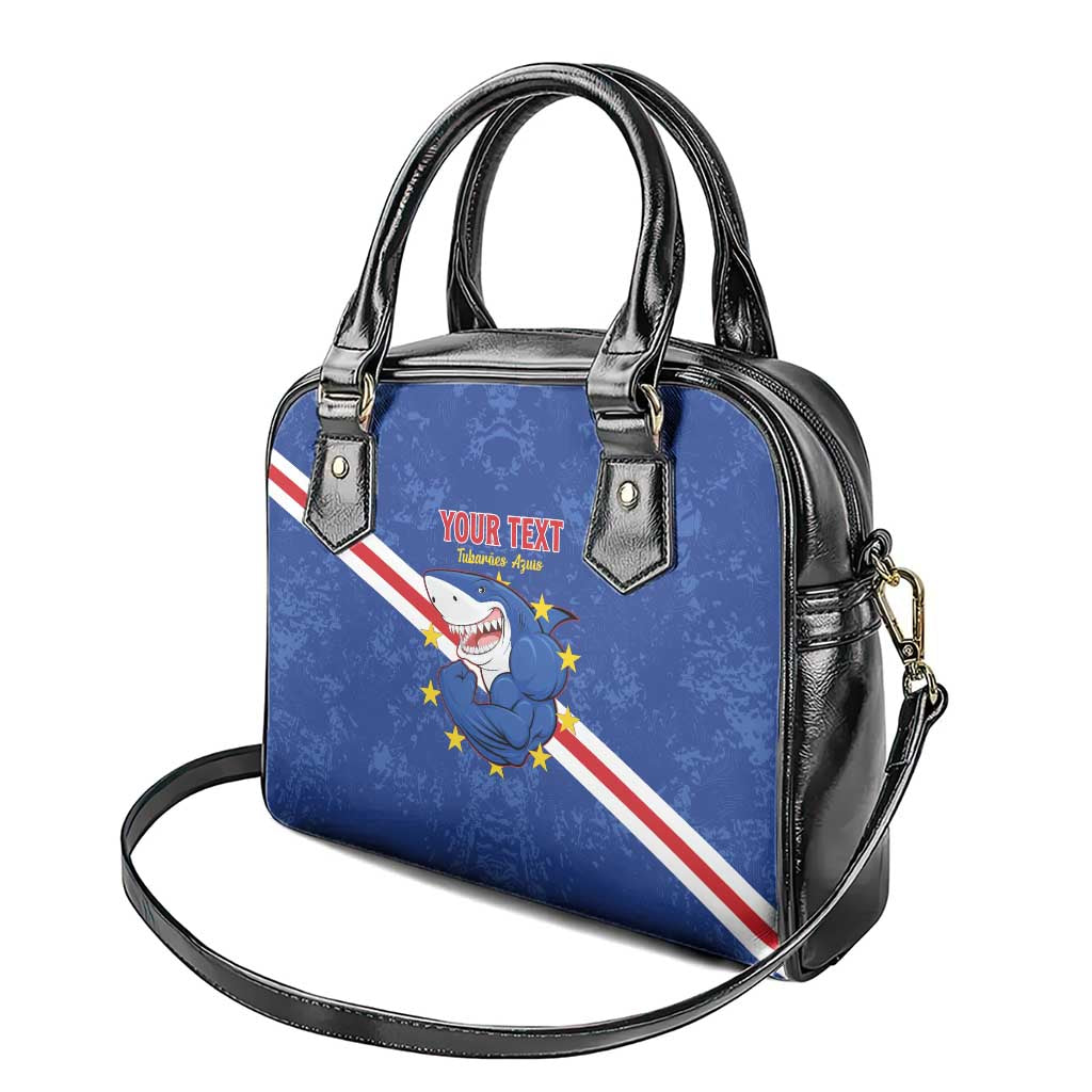 Custom Cape Verde Football Shoulder Handbag Go Blue Sharks