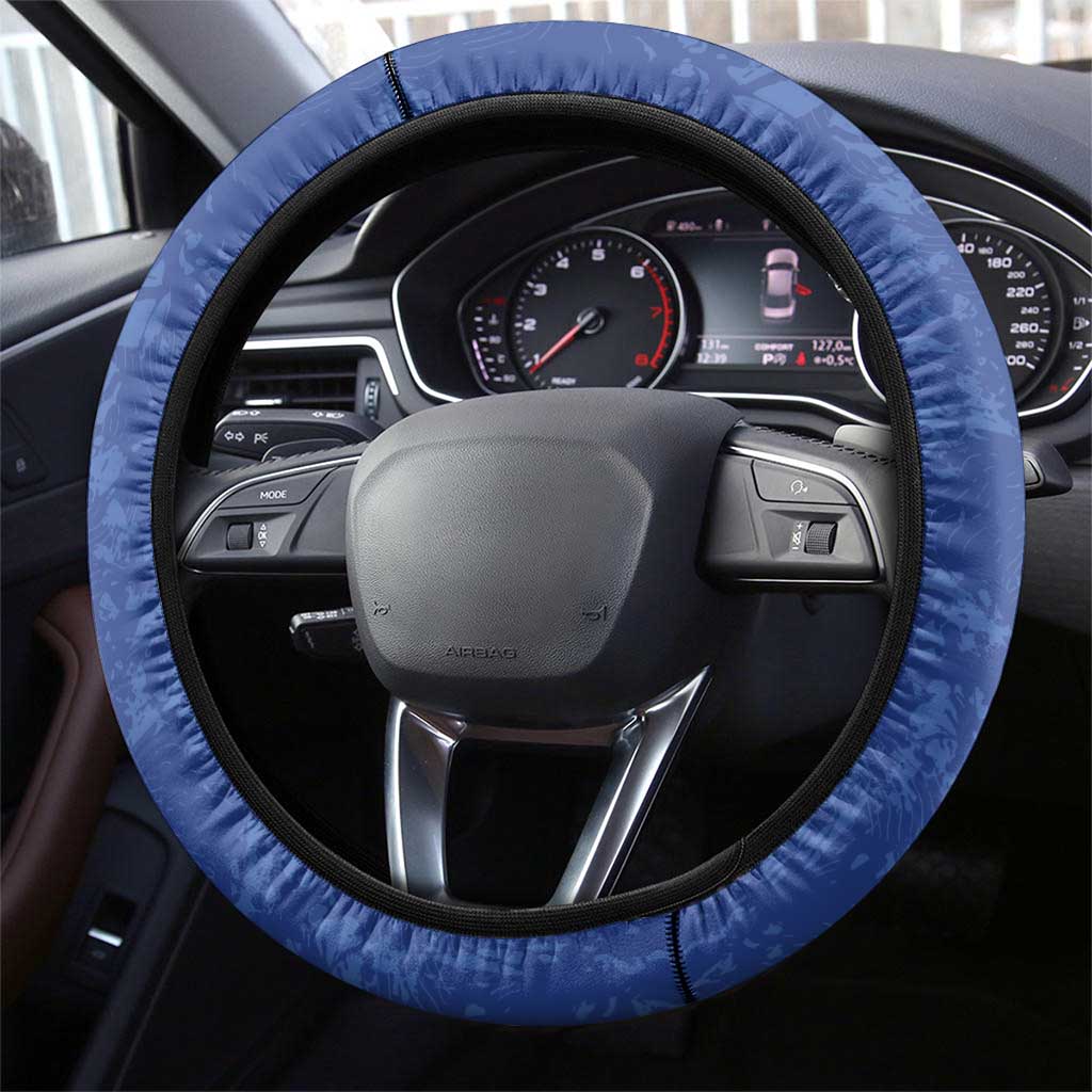 Cape Verde Football Steering Wheel Cover Go Blue Sharks