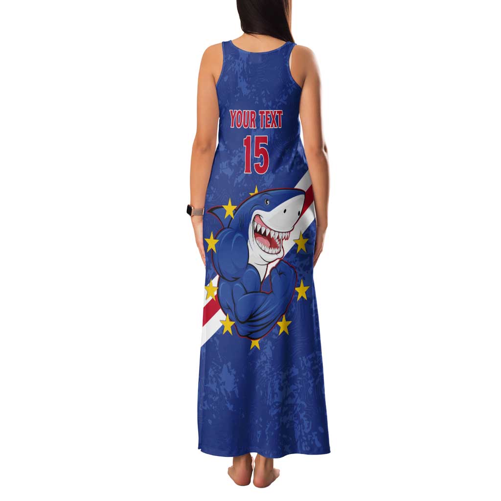 Custom Cape Verde Football Tank Maxi Dress Go Blue Sharks