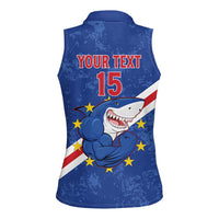 Custom Cape Verde Football Women Sleeveless Polo Shirt Go Blue Sharks