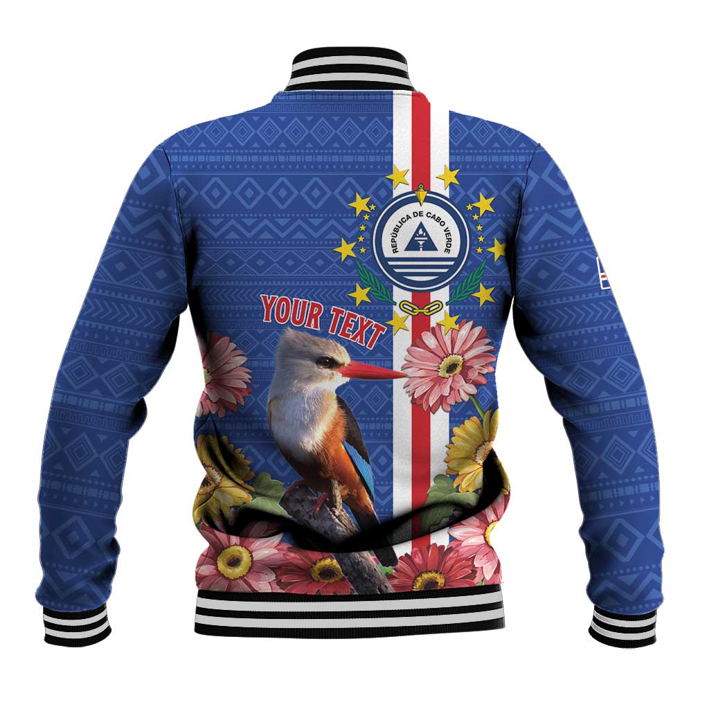 Personalised Cape Verde Baseball Jacket Grey-Headed Kingfisher Mix Gerbera Daisy