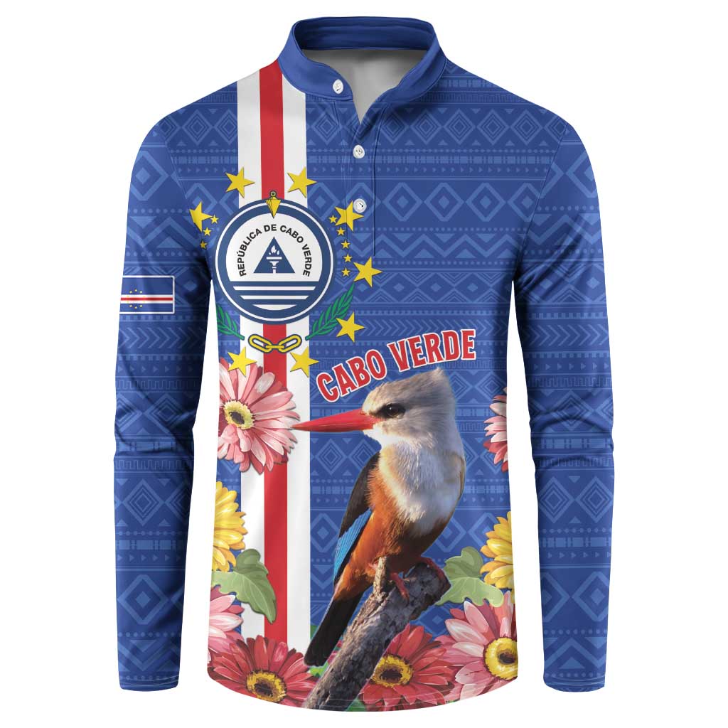 Personalised Cape Verde Button Sweatshirt Grey-Headed Kingfisher Mix Gerbera Daisy