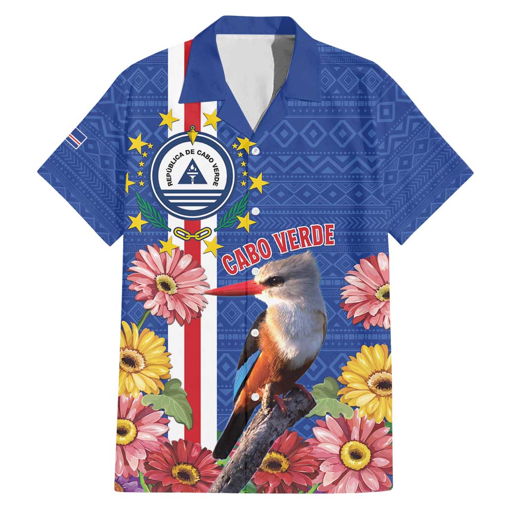 Personalised Cape Verde Family Matching Mermaid Dress and Hawaiian Shirt Grey-Headed Kingfisher Mix Gerbera Daisy