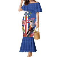 Personalised Cape Verde Family Matching Mermaid Dress and Hawaiian Shirt Grey-Headed Kingfisher Mix Gerbera Daisy