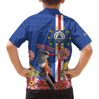 Personalised Cape Verde Family Matching Short Sleeve Bodycon Dress and Hawaiian Shirt Grey-Headed Kingfisher Mix Gerbera Daisy