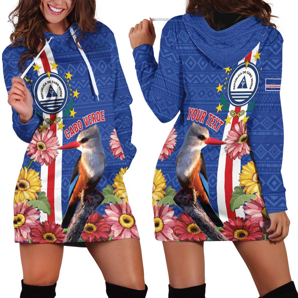 Personalised Cape Verde Hoodie Dress Grey-Headed Kingfisher Mix Gerbera Daisy