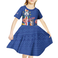 Personalised Cape Verde Kid Short Sleeve Dress Grey-Headed Kingfisher Mix Gerbera Daisy