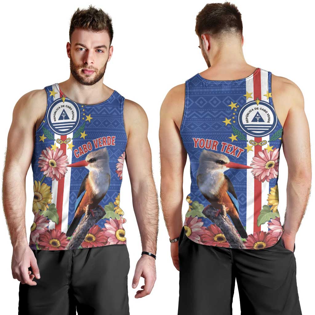 Personalised Cape Verde Men Tank Top Grey-Headed Kingfisher Mix Gerbera Daisy