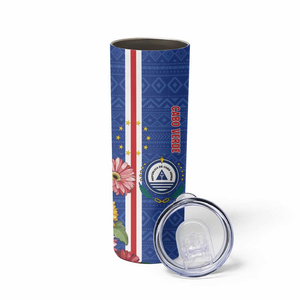 Personalised Cape Verde Skinny Tumbler Grey-Headed Kingfisher Mix Gerbera Daisy