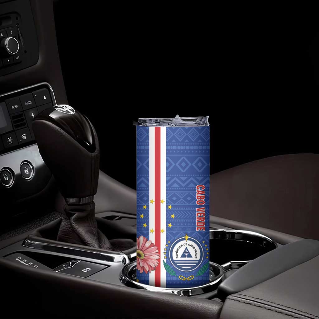 Personalised Cape Verde Skinny Tumbler Grey-Headed Kingfisher Mix Gerbera Daisy