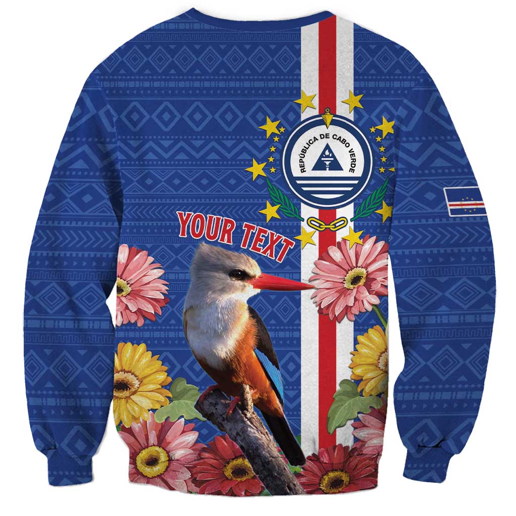 Personalised Cape Verde Sweatshirt Grey-Headed Kingfisher Mix Gerbera Daisy