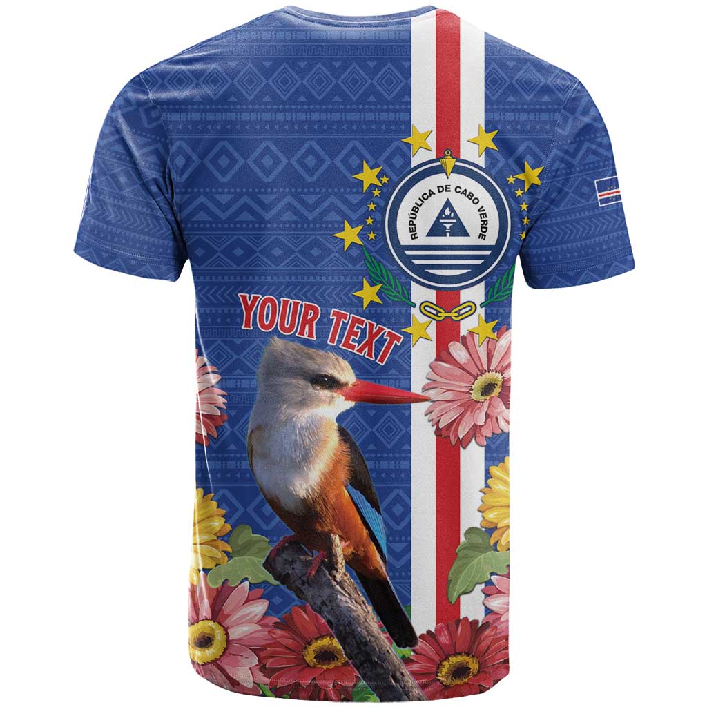 Personalised Cape Verde T Shirt Grey-Headed Kingfisher Mix Gerbera Daisy