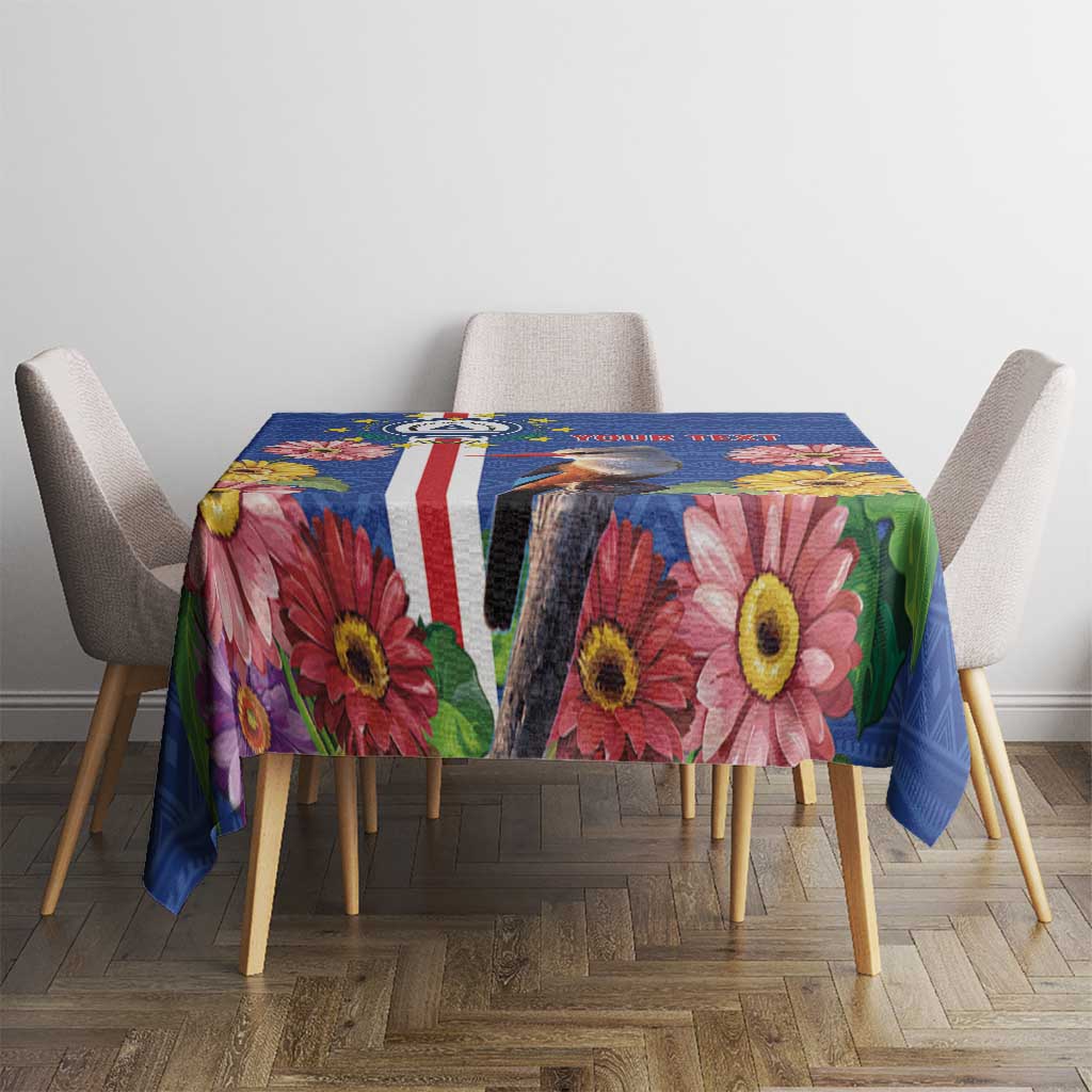 Personalised Cape Verde Tablecloth Grey-Headed Kingfisher Mix Gerbera Daisy