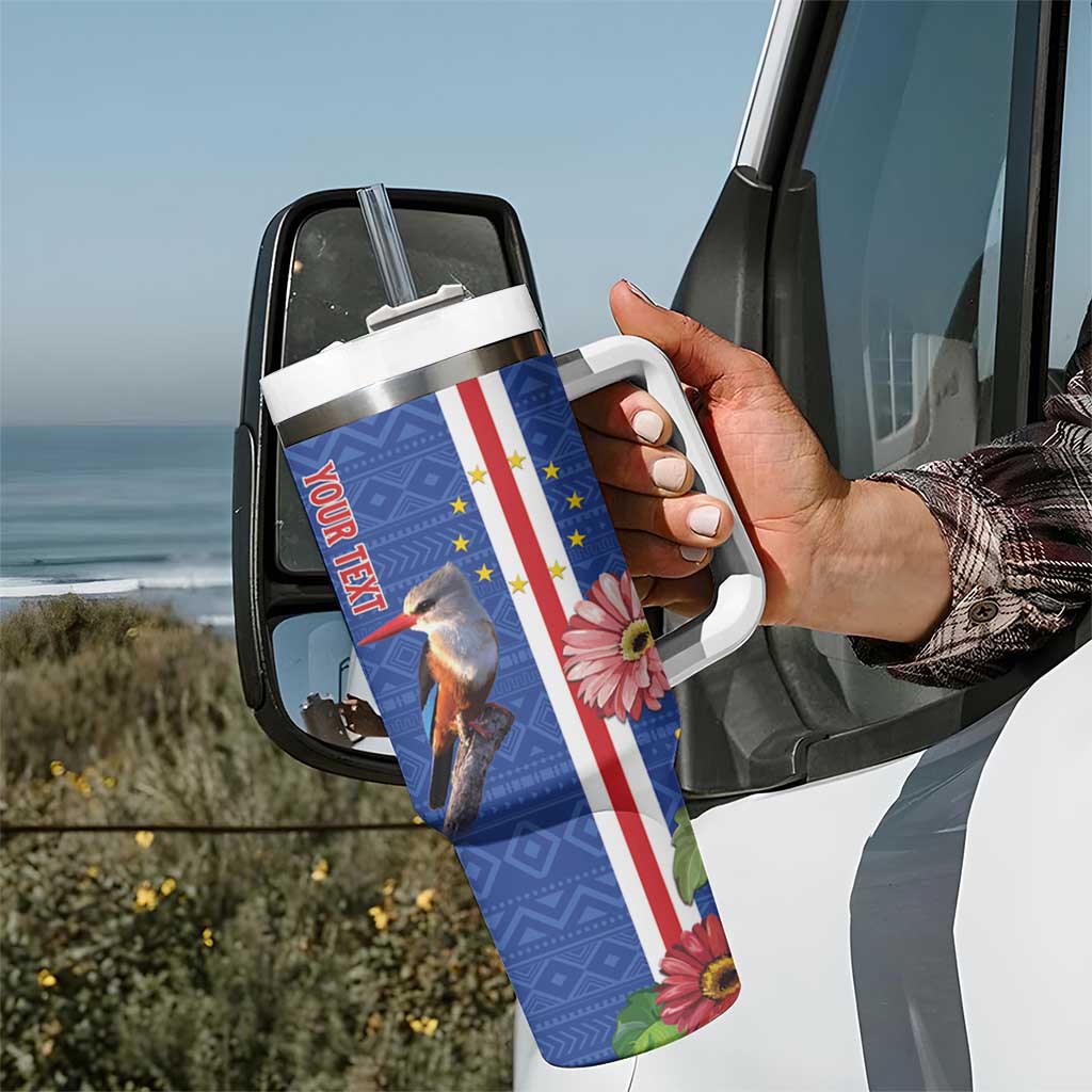 Personalised Cape Verde Tumbler With Handle Grey-Headed Kingfisher Mix Gerbera Daisy