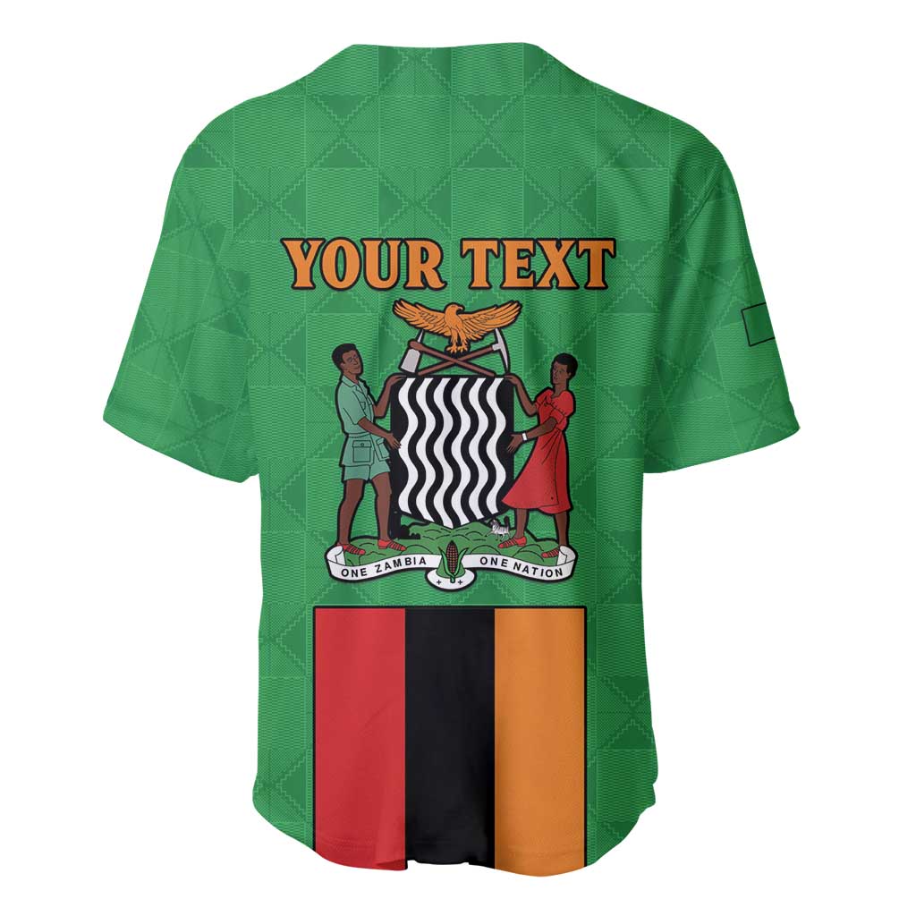 Personalised Zambia Baseball Jersey Flag Style Mix Kente Pattern