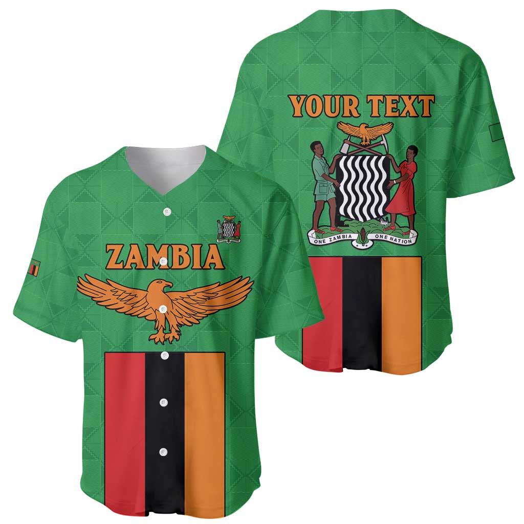 Personalised Zambia Baseball Jersey Flag Style Mix Kente Pattern